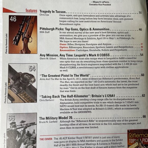 American Rifleman NRA Magazine April 2011 Vol 159 No 4 u National Rifle Associat - Picture 5 of 12